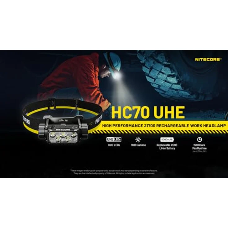 Nitecore HC70 UHE, Stirnlampe mit 1600 Lumen, IP68 wasserdicht, stoßfest bis 1,5m, Reichweite 156m – Bild 3