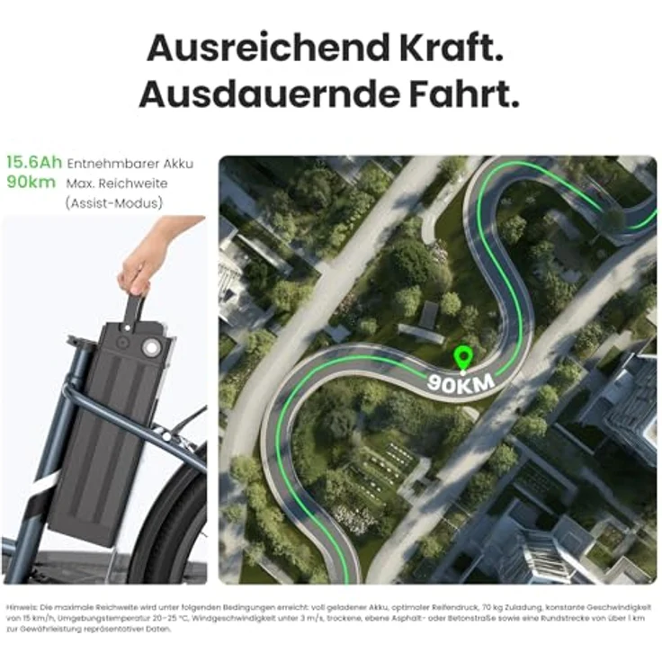 Touroll Breezi B1 E-Bike 250W, 90 km Reichweite, Shimano 7-Gang, 100 mm Federgabel, Tiefeinsteiger, max. 25 km/h – Bild 2