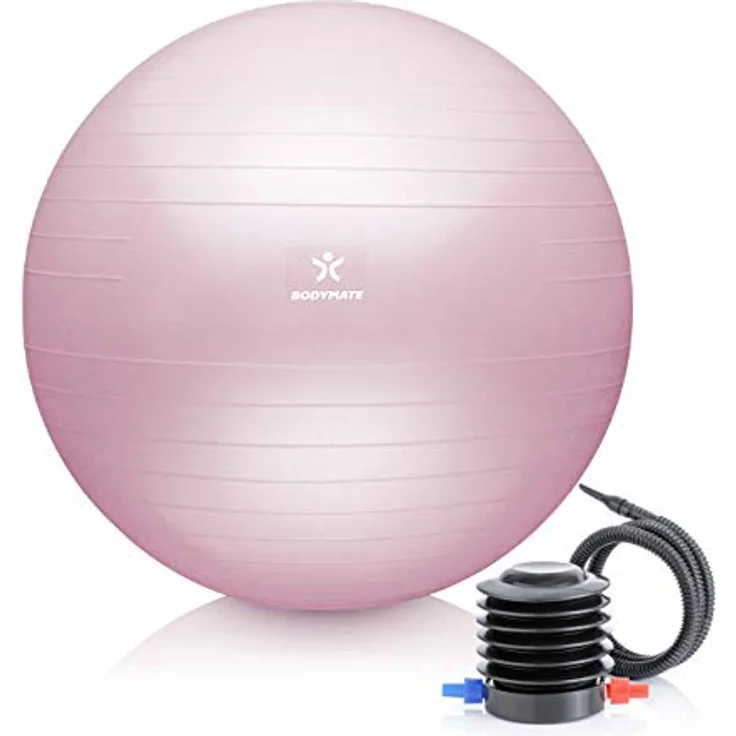 BODYMATE Gymnastikball Sitzball Trainingsball mit GRATIS E-Book inkl. Luft-Pumpe, Ball für Fitness, Yoga, Gymnastik, Core Training, für starken Rücken als Büro-Stuhl Princess-PINK 85cm – Bild 1