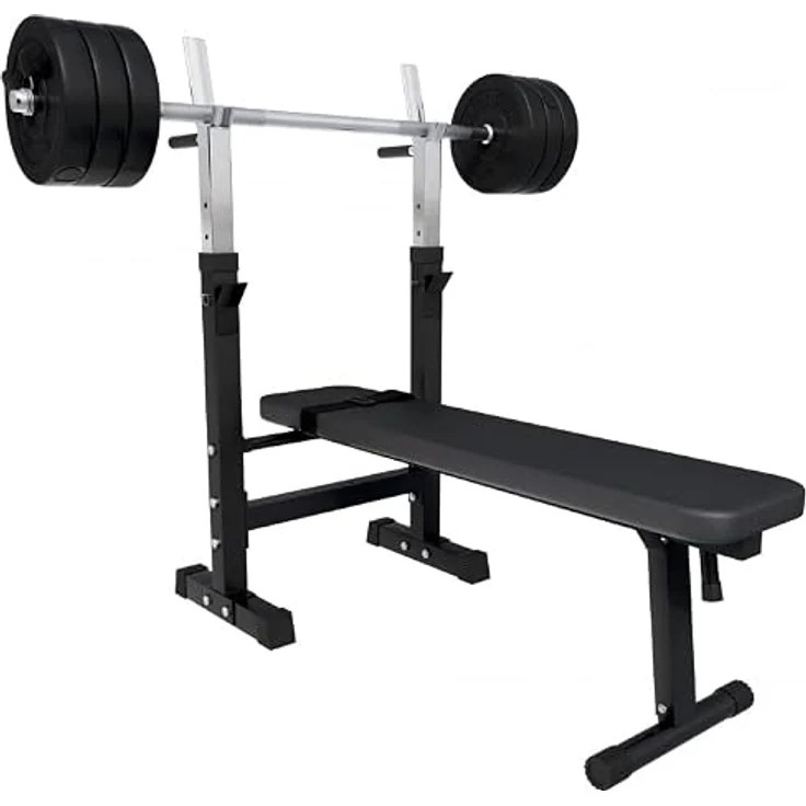 GORILLA SPORTS Hantelbank mit Ablage, Dip-Station, inkl. Hantelset 100kg, Klappbar, Schwarz/Weiß, für effizientes Krafttraining – Bild 19