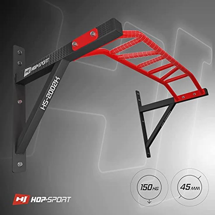 Hop-Sport Multigriff Klimmzugstange für Wand HS-2002K - Profi Fitness Pull Up Bar für zuhause mit vielen Griffvariationen – Bild 4