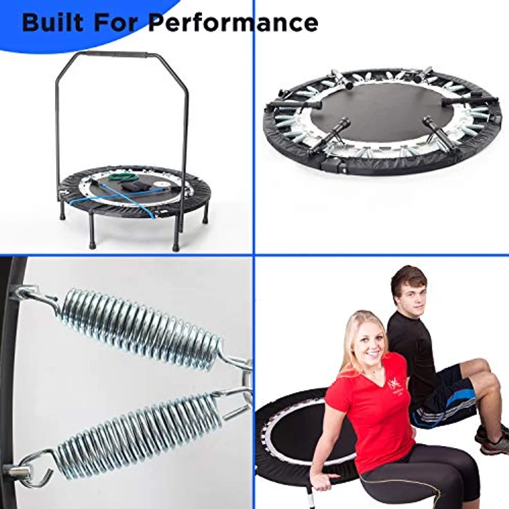 MaXimus PRO Faltbares Trampolin | Nr. 1 Indoor Minitrampolin mit Haltestange für Erwachsene| Bestes Fitnessstudio für zu Hause | KOSTENLOSER Aufbewahrungsbeutel, Spannbänder, ONLINE- & DVD- Workouts! – Bild 3