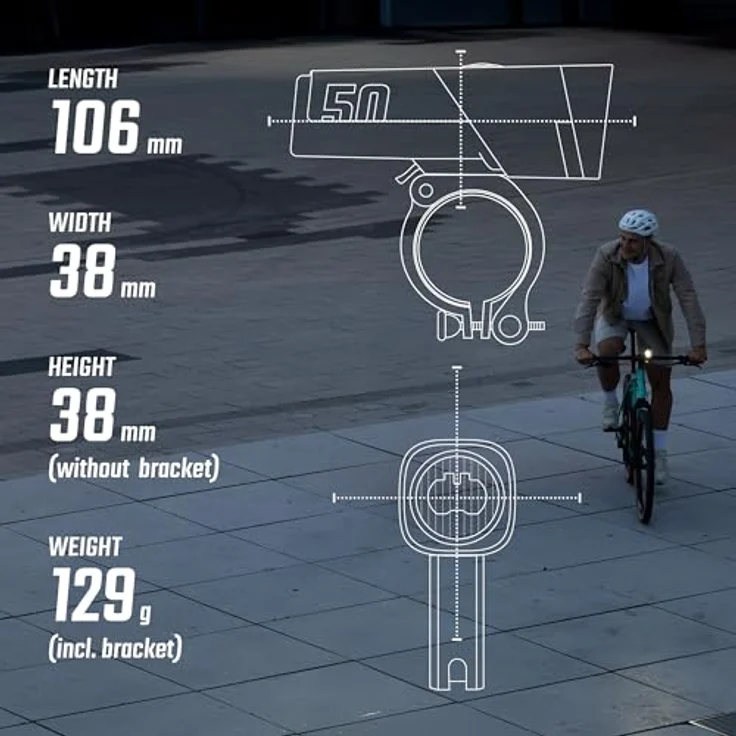 SIGMA LED Fahrradlicht Set Aura 50/Hiro 10, akkubetriebenes, wetterfestes Beleuchtungsset mit USB-C, StVZO zugelassen, automatische Helligkeitsregelung, hohe Sichtbarkeit – Bild 4