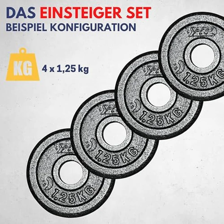 Best Sporting Gewichte Hantel PRO I Hantel Gewichte Set 1,25kg bis 10kg Gusseisen 30/31 mm für Kurz- und Langhanteln - Schwarz – Bild 3