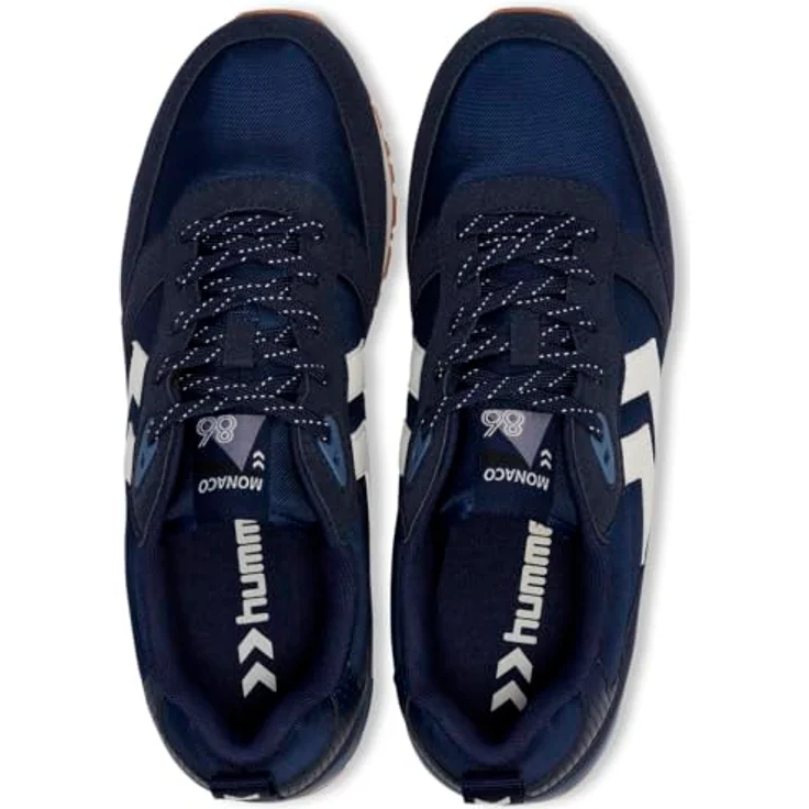 Hummel Monaco 86 NS, Laufschuhe mit atmungsaktivem Obermaterial aus Mesh und Synthetik-Veloursleder, dunkelblau/weiß, Größe 43 EU – Bild 4