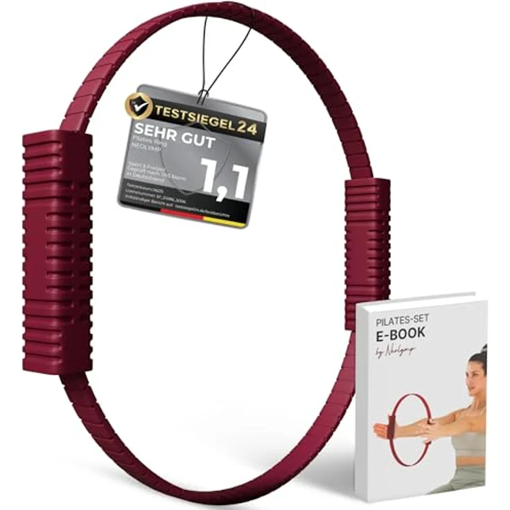 NEOLYMP Pilates Ring, Effektiver Fitnessring für Core-Training, Arme, Beine & Beckenboden, rutschfeste Softgrip-Silikon-Griffe, leicht und kompakt, Berry – Bild 1
