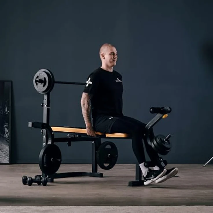 SportPlus I multifunktionale Hantelbank I Langhantel Hantelbank, verstellbar und klappbar, max 100 kg, blau SP-WB-003-B – Bild 5