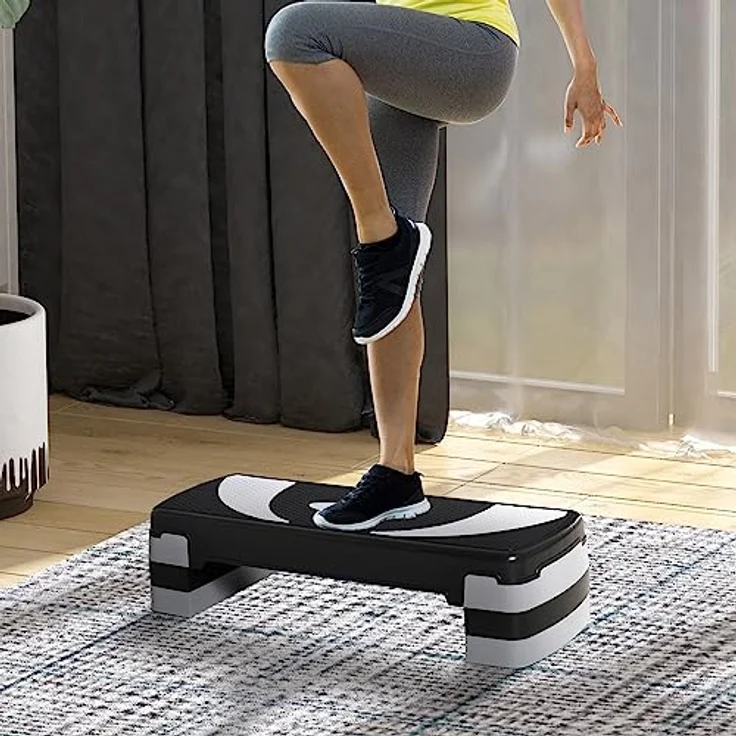 HOMCOM Steppbrett Aerobic-Stepper höhenverstellbar mit 3 Stufen (10/15/20 cm) Fitness Heimtrainer für Indoor Outdoor Belastbarkeit bis 150 kg 80 x 31 x 10-20 cm – Bild 2