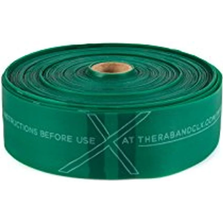 TheraBand CLX Latexfreies Widerstandsband, 110 Schlaufen für Pilates und Physiotherapie, 22 Meter, grün, schwer – Bild 1