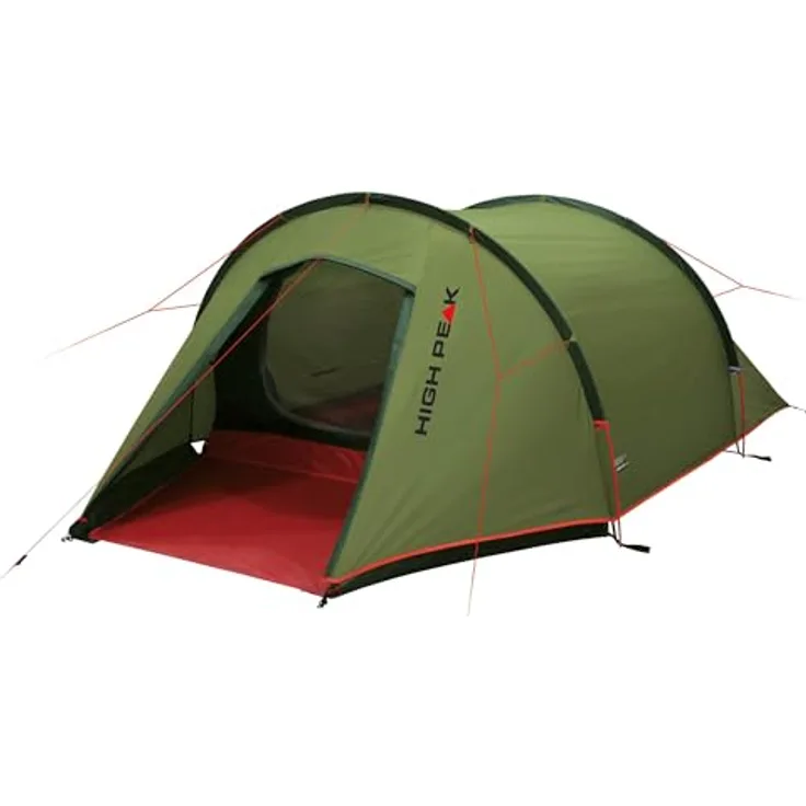 High Peak Zelt Kite 2, Campingzelt für 2 Personen, Tunnelzelt 2,8 kg, 3000 mm wasserdicht, Wetterschutz Eingang, kleines Packmaß, in Rot