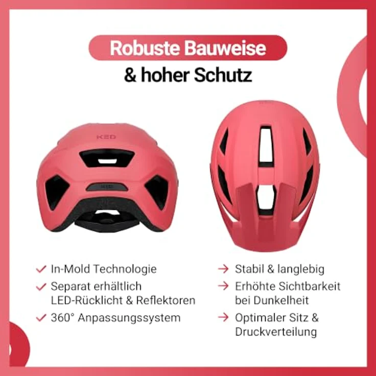 KED Embrace Jr Fahrradhelm – Jugendhelm mit integriertem Visier, Leichtbau und guter Ventilation, Farbe: Coral Matt, Größe: 52-56 (SM) – Bild 7