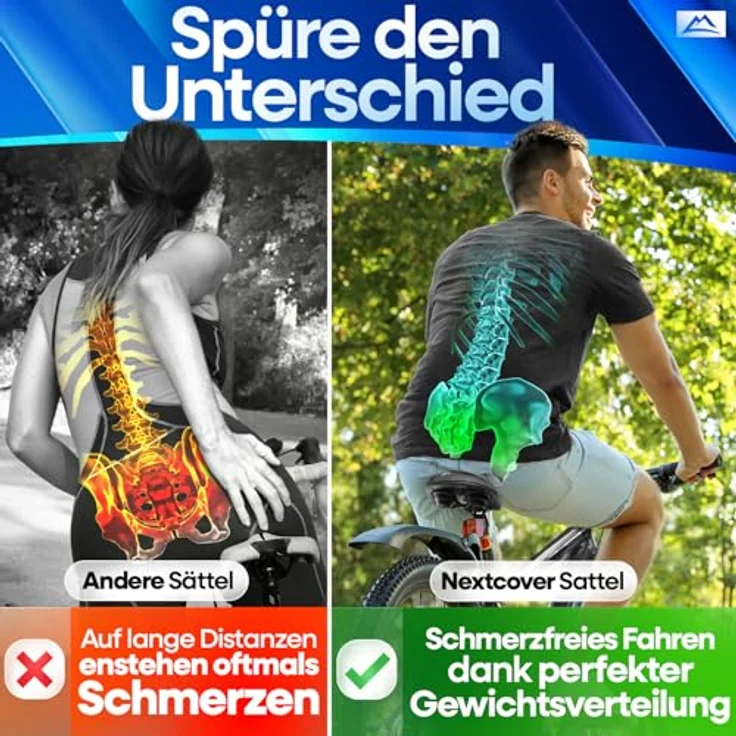 Nextcover NEXTCOVER® Fahrradsattel, ergonomischer Fahrradsattel mit Memory-Foam 3.0, wasserfest und atmungsaktiv, für Damen & Herren, schwarz – Bild 5