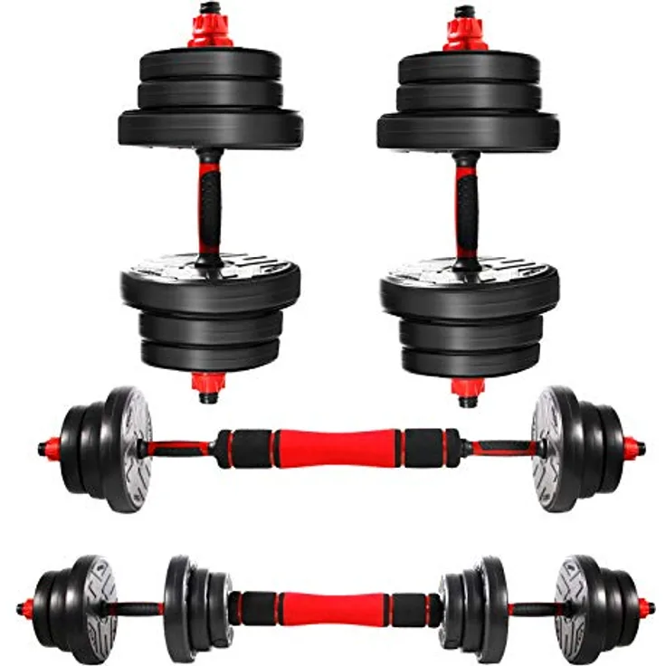 CCLIFE Hanteln Set 2er Kurzhanteln Langhanteln verstellbar 40kg Hantelset professionell Dumbbell mit Verbindungsstahlrohr Gewichten, bodenschonend, rostfrei