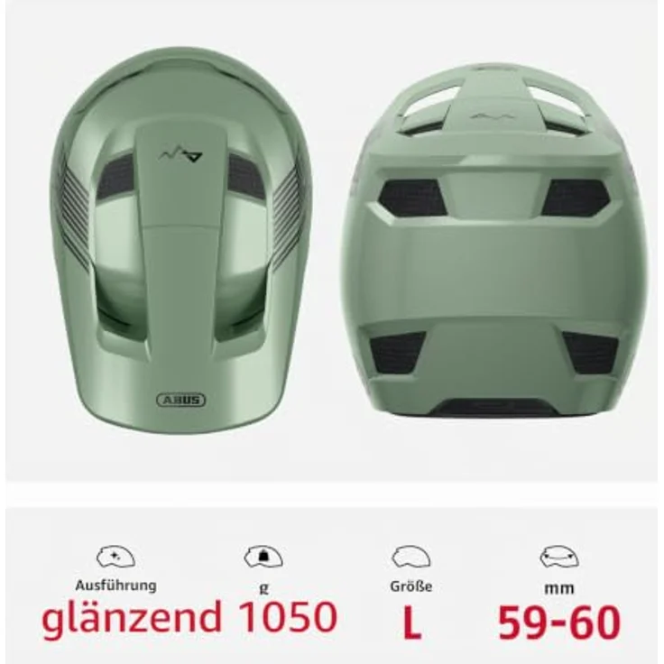ABUS Downhill Helm HiDrop, ASTM Fullface Helm mit ABS-Außenschale für MTB, Grün, Größe L, optimaler Schutz und gute Belüftung für Downhill und Enduro – Bild 3