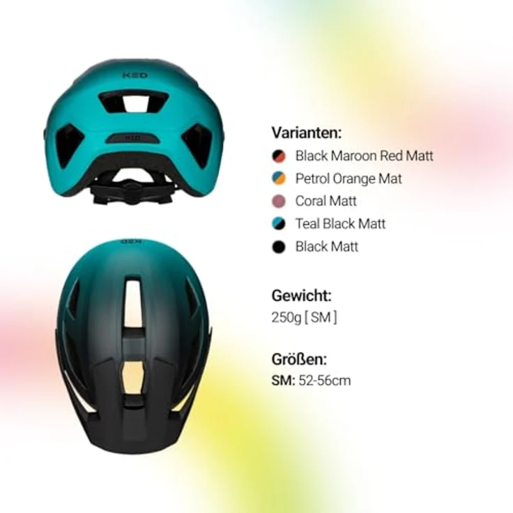 KED Embrace Jr. MU-1, Inmold-Fahrradhelm für Kinder mit integriertem Visier, 52-56 cm, teal black matt – Bild 6