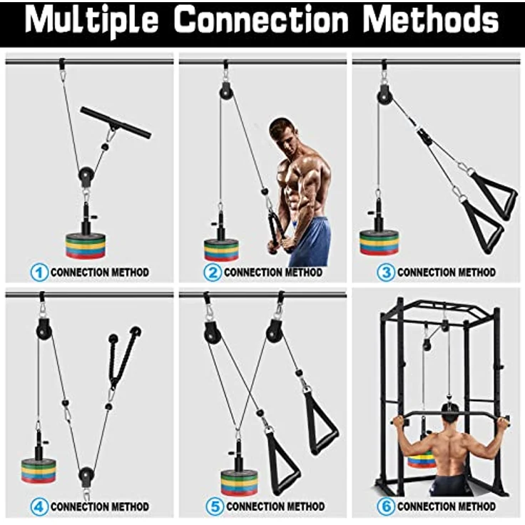 SERTT Gewicht Seilzugsystem Gym, Verbesserte Seilzug Fitness für Gym LAT Pull Down, Bizeps Curl, Trizeps, Armtraining-Gewichtsscheibensystem Zusatzgeräte für Heim-Fitnessstudios – Bild 3