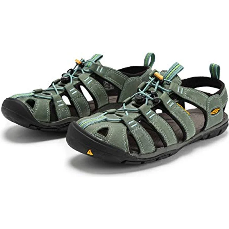 Keen Clearwater CNX Leather Women, leichte Wandersandale mit Zehenschutz, mineral blue/yellow, Größe:37 – Bild 1