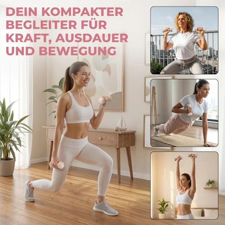 HQ Germany® Hanteln Set, 2x 1kg Neopren Hanteln in geruchsfreien Pastellfarben für Home-Workout – Bild 5