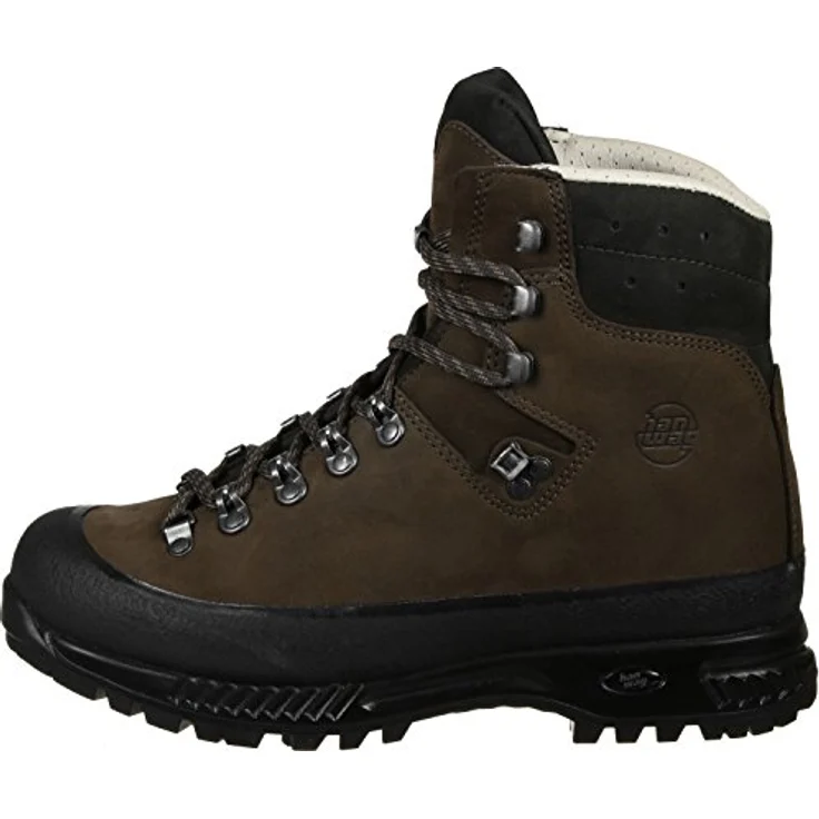 Hanwag Yukon, Herren Wanderschuhe mit Nubuk-Obermaterial, steigeisenfest, Dämpfungssystem, Größe 46.5, Braun – Bild 4