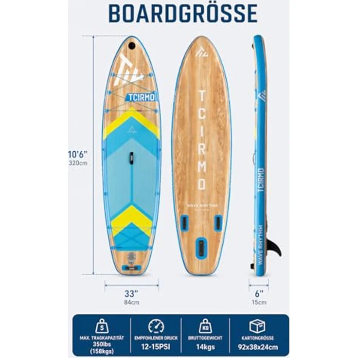 COIL COIL SUP-Board - Aufblasbares Stand Up Paddleboard Set, 320 cm, 158 kg, inklusive Paddel, Pumpe und wasserdichter Handytasche, Blau – Bild 8
