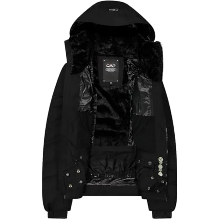 CMP wattierte Damen Skijacke mit Clima Protect, wind- und wasserdicht, Kapuze, schwarz, Größe 42 – Bild 4