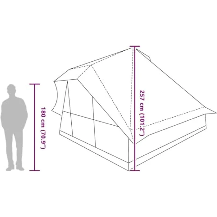 vidaXL Tipi Zelt mit Dach, modernes Familien-Tipi-Zelt in Grün, wetterfest mit E-Port und robustem Design, 364 x 281 x 257 cm – Bild 4