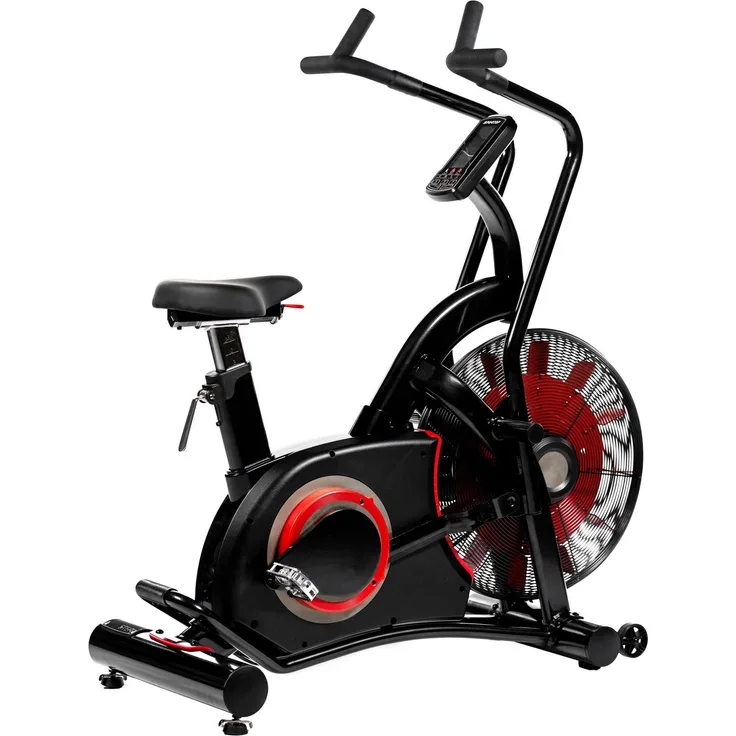AsVIVA Crosstrainer Heimtrainer & Ergometer AsVIVA F1 Air-Bike Pro, Luft-Turbine, Multifunktions-Fitnesscomputer, 3 in 1 Funktion, schwarz/rot