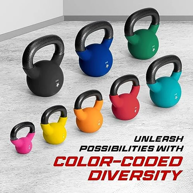 Yes4All WV6P Neopren beschichtete Kettlebell, Krafttraining Kettlebells - 8KG Rot – Bild 4