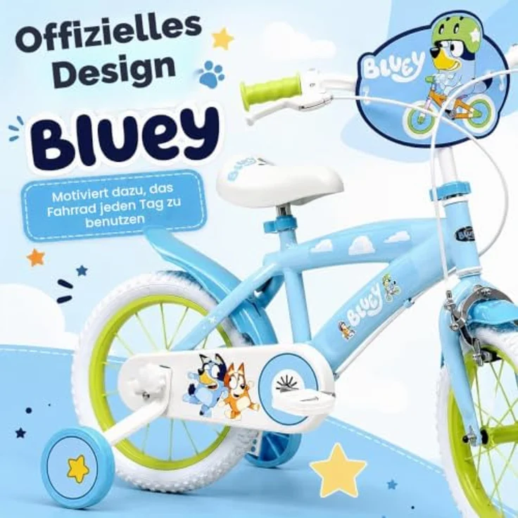 Toimsa Bikes 14 Zoll Kinderfahrrad Bluey, 1 Gang, mit Stützrädern, höhenverstellbarem Lenker und Sattel, für Kinder von 4-5 Jahren – Bild 8