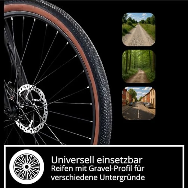 Remington S100 E-Bike Gravelbike 28 Zoll Pedelec mit 360 Wh Akku, 10-Gang Shimano Schaltung, beige, 44 cm – Bild 5