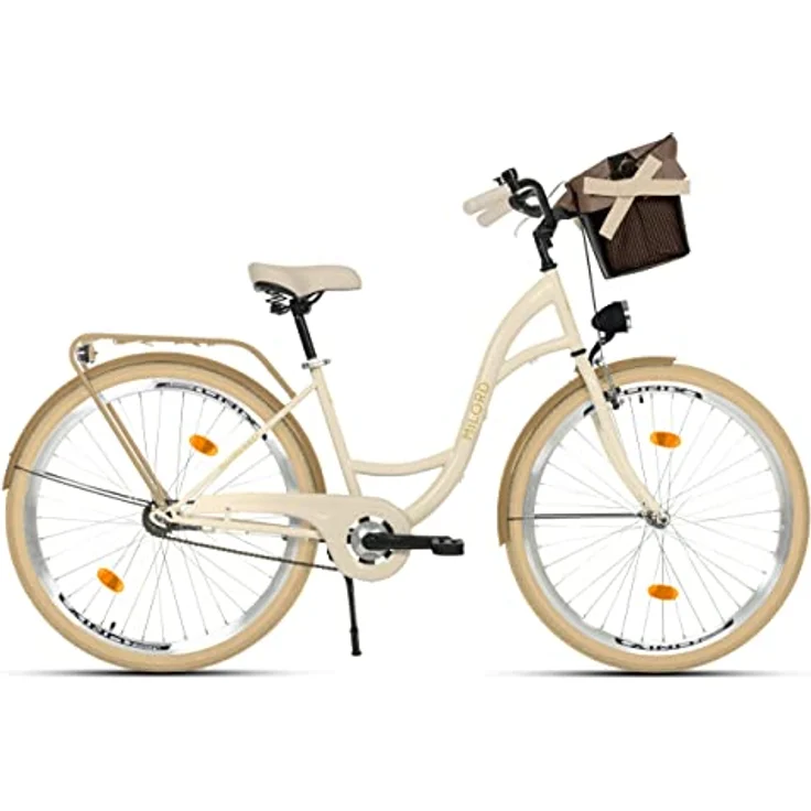 Milordbikes City-Fahrrad, Creme, 46 cm, Metallrahmen, leicht rollende 700C x 35 mm Reifen, inkl. Trägersystem – Bild 2