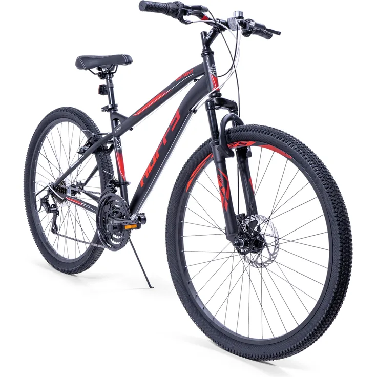 Huffy Extent 27,5 Zoll Mountainbike, Unisex Fahrrad mit 18-Gang Shimano-Schaltung und Federung, Schwarz