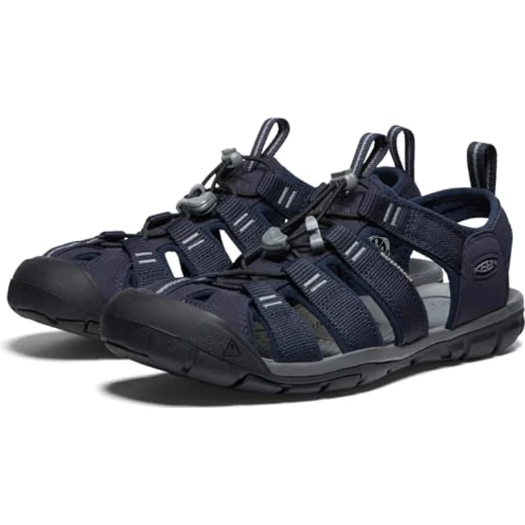 KEEN Clearwater Damen Wandersandalen, waschbares Polyestergewebe, Schnellzugschnürsystem, Sky Captain/Black, Größe 40.5 – Bild 4