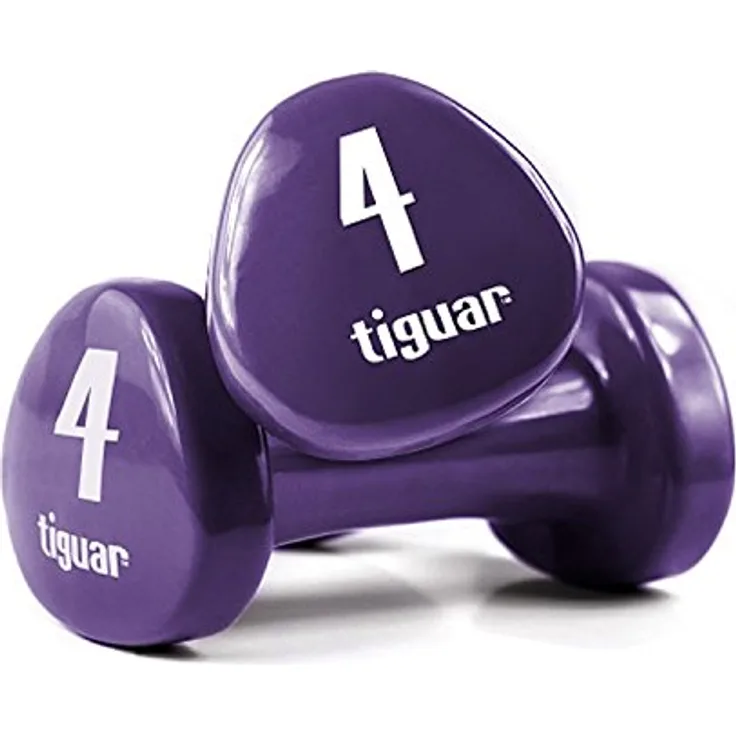 Tiguar Vinyl Kurzhanteln 4 kg Paar, dunkellila, ergonomisch, rutschfest, langlebig