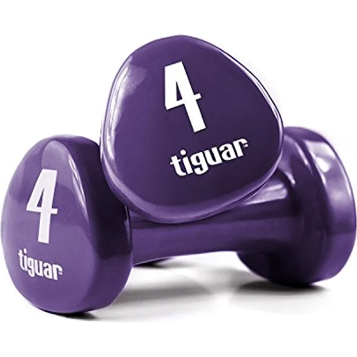 Tiguar Vinyl Kurzhanteln 4 kg Paar, dunkellila, ergonomisch, rutschfest, langlebig – Bild 1