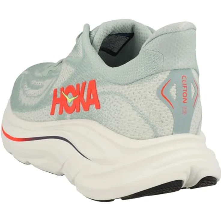 HOKA ONE ONE Clifton 10, Herren Laufschuh mit starker Dämpfung und atmungsaktivem Obermaterial, sage/neon flame, Größe 42 – Bild 6