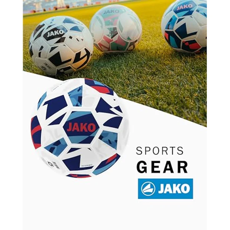 JAKO Lightball Iconic, Fußball Größe 3 (290g) in weiß/Navy/rot, langlebig mit Hybrid-Technologie, 32-Panel-Design für präzises Spielgefühl – Bild 2