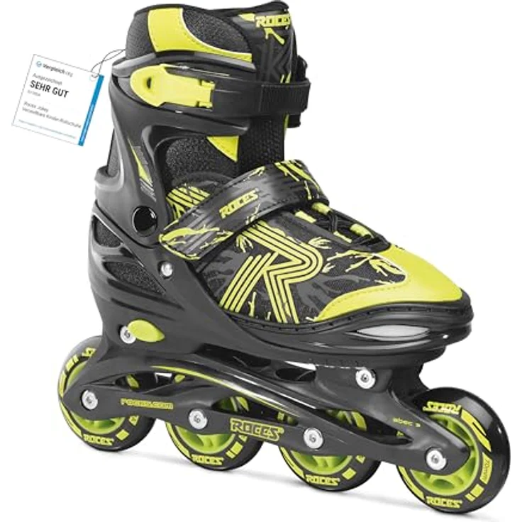 Roces Jokey 3.0 Kinder Inlineskates, Schwarz/Limette, mit Growth Compensator-System und Easy Entry Technology, Größe 38-41 – Bild 2
