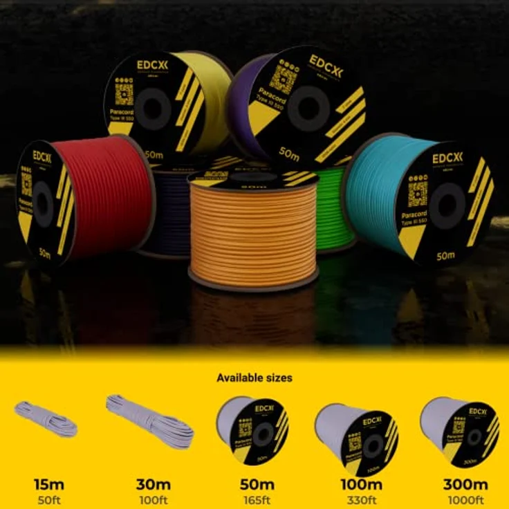 EdcX Paracord 550 Typ III, 4 mm Nylonseil in Shark, 15 m | Ideal für Basteln, Camping und Outdoor-Aktivitäten – Bild 5
