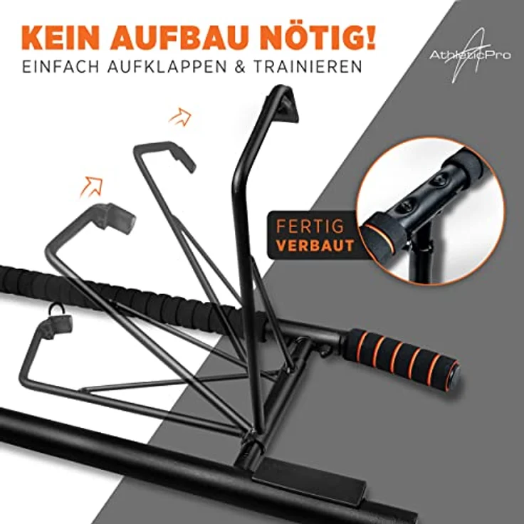 AthleticPro - Klimmzugstange Türrahmen -Wandmontage- Stark belastbare Pull up bar [bis 200 KG]- Türreck ohne Aufbau - 20 cm höher im Rahmen - Auch für Dips&Push Ups - Preisvergleich – Bild 4