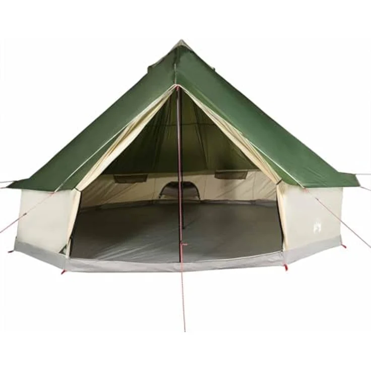 vidaXL Tipi Familienzelt 6 Personen, Wasserdichtes Campingzelt mit Netzwänden und E-Anschluss, Grün, 185T Polyester – Bild 4