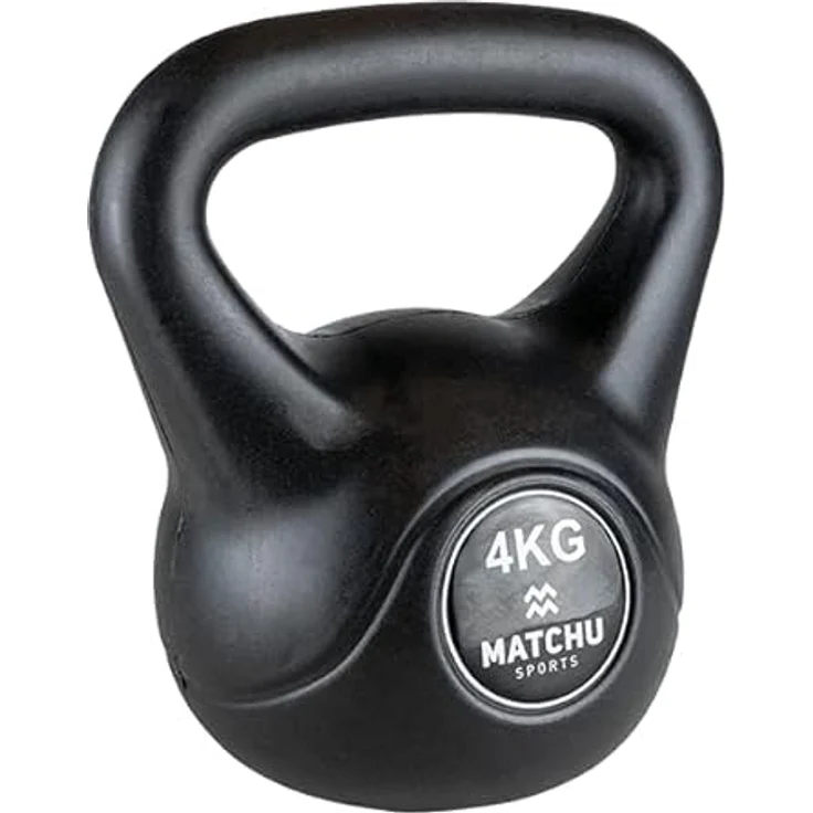 MATCHU Kettlebell 4kg, Fitness- und Krafttraining mit Kunststoff-Beton-Hülle, ideal für Crosstraining und Home Workouts, 22x15cm – Bild 2