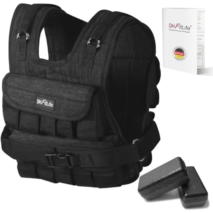 DH FitLife Verstellbare Gewichtsweste 20KG Kompakt u. Stabil zum Muskelaufbau u. Krafttraining | Weighted Vest | Laufweste Damen Herren | Fitnessweste Trainingsweste - Preisvergleich – Bild 1
