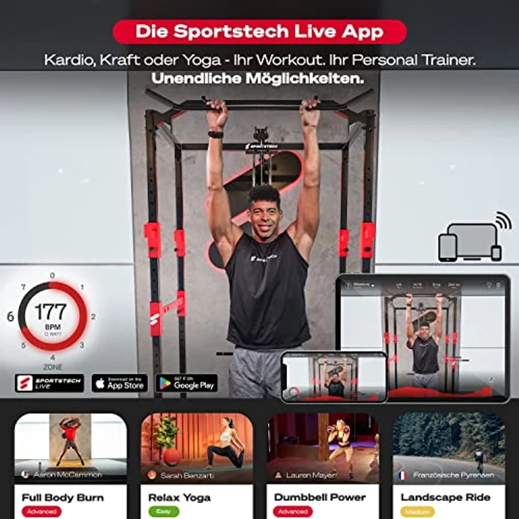 Sportstech Kraftstation HGX100/HGX200/HGX300, Multifunktions-Homegym mit Stepper und Powertower, deutsche Qualitätsmarke, Fitnessstation für Zuhause – Bild 3