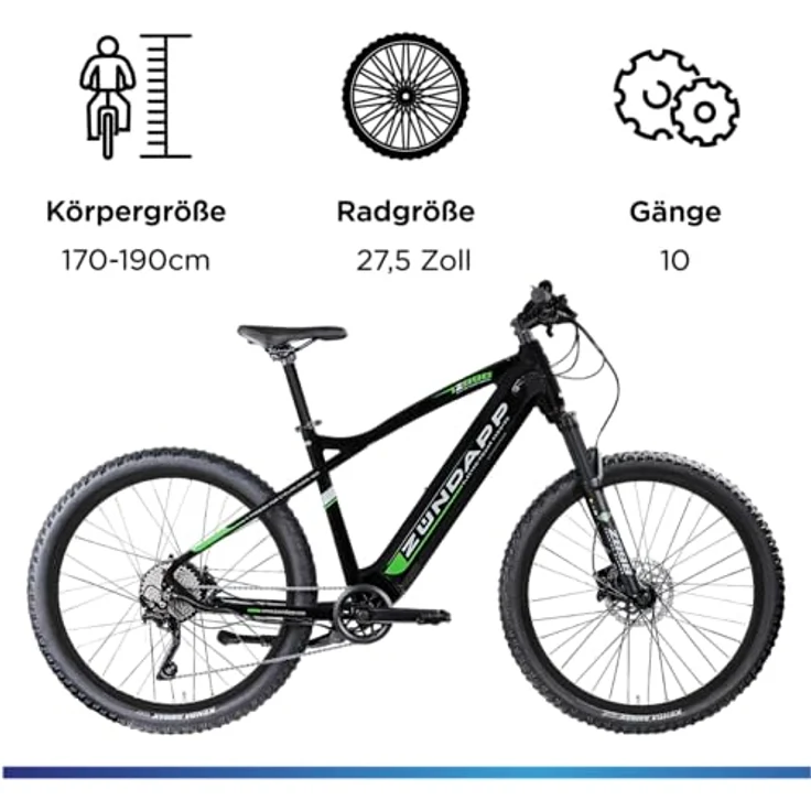 Zündapp E-Bike Mountainbike Z898, 10 Gang Kettenschaltung, Heckmotor, 540 Wh, Pedelec für Damen und Herren, 27,5 Zoll MTB – Bild 3