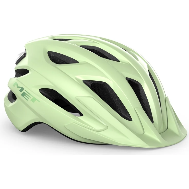 MET Crossover, Fahrradhelm für Urban und Trail, mint glossy, Gr. UN, mit abnehmbarer Frontplatte und LED-Rückleuchte