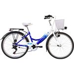 T&Y Trade 26 Zoll Kinder Mädchen Fahrrad Citybike Shimano 6 Gang Flair Blau, LED Dynamo Beleuchtung STVO