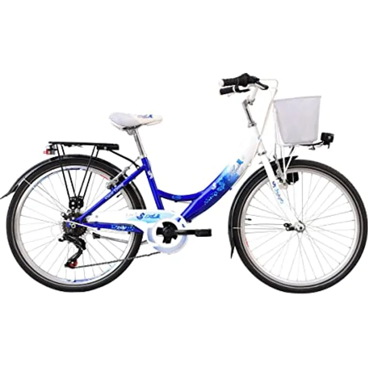 T&Y Trade 26 Zoll Kinder Mädchen Fahrrad Citybike Shimano 6 Gang Flair Blau, LED Dynamo Beleuchtung STVO