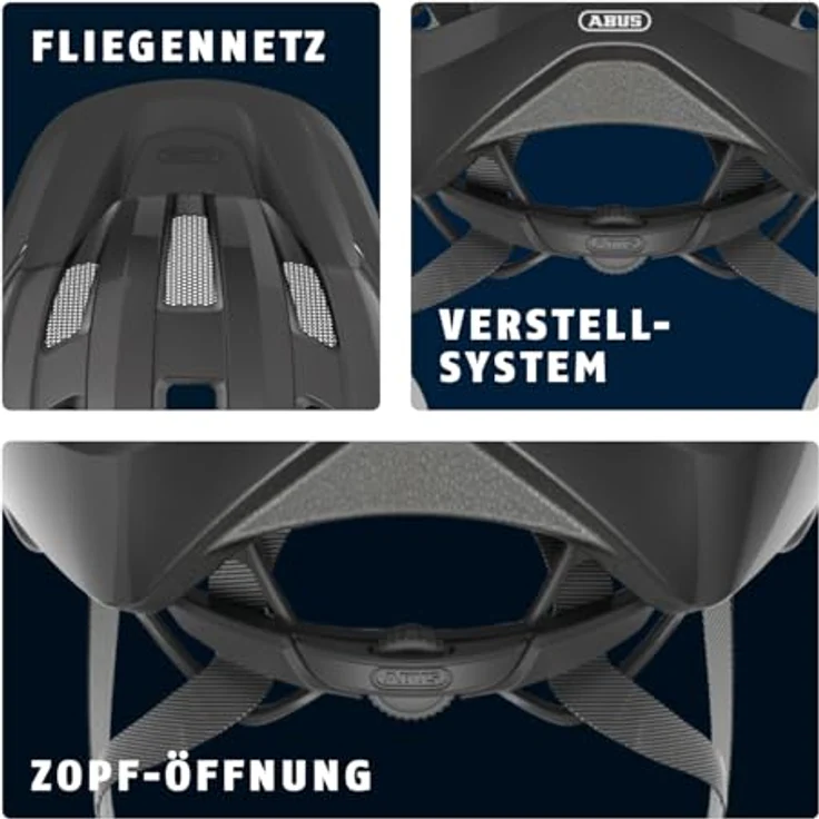 ABUS Rennradhelm Macator, sportlicher Einsteiger-Fahrradhelm für Damen und Herren, Ponytail-kompatibel, Titan (Grau Glänzend), Größe S – Bild 4