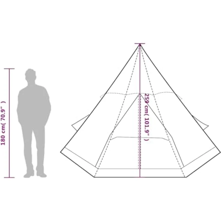 vidaXL Campingzelt, Tipi-Zelt für 4 Personen, wasserdicht mit E-Anschluss, blau, 5.5 kg – Bild 4